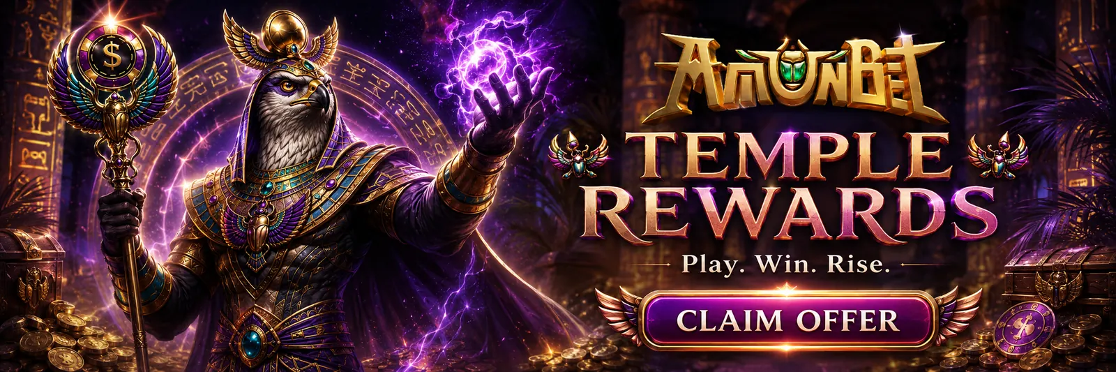 AmunBet Temple Rewards - Play Win Rise - Claim Offer