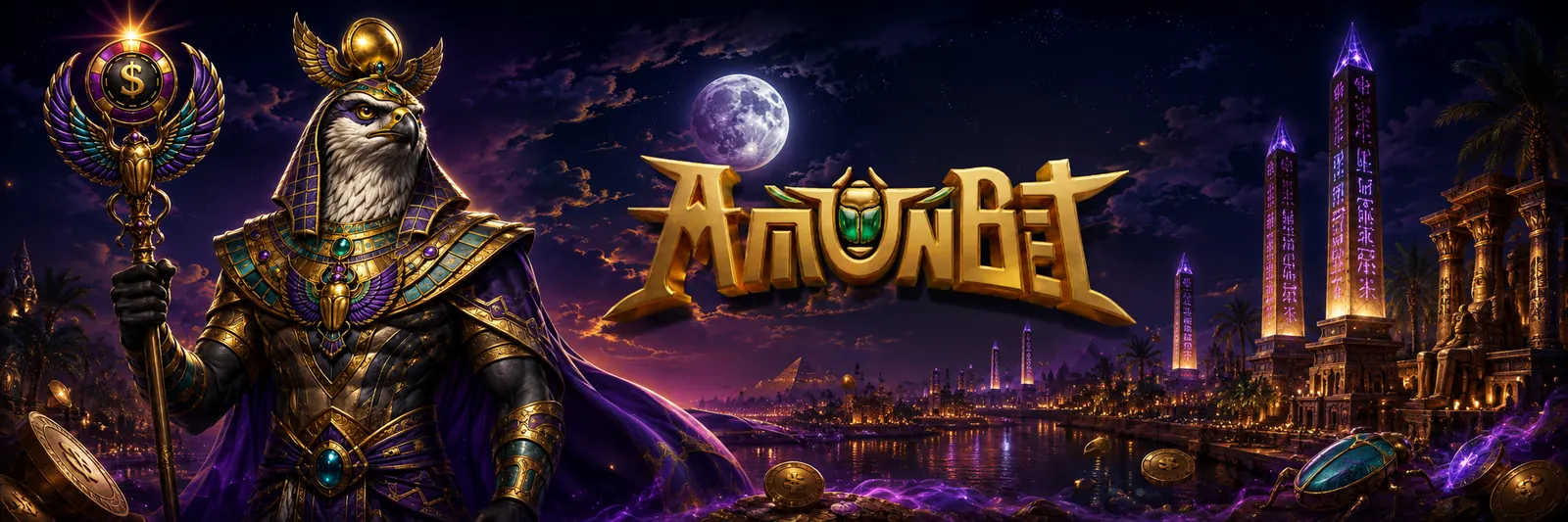 AmunBet Horus met piramides op de achtergrond